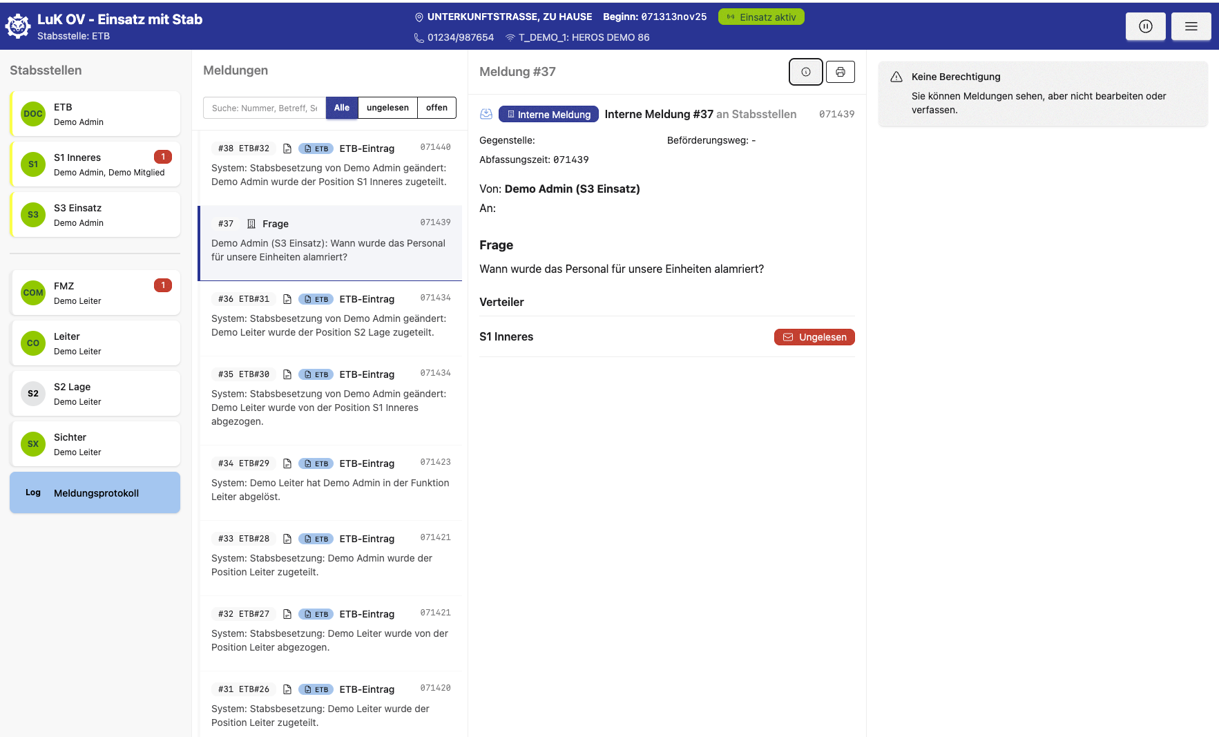 Desk-Ansicht mit vollem Stab