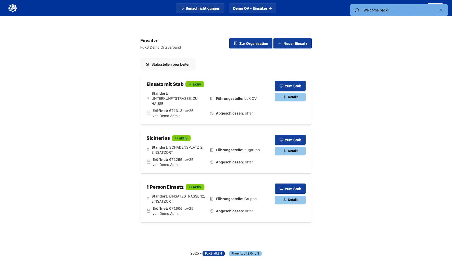 Einsätze-Übersicht DEMO OV