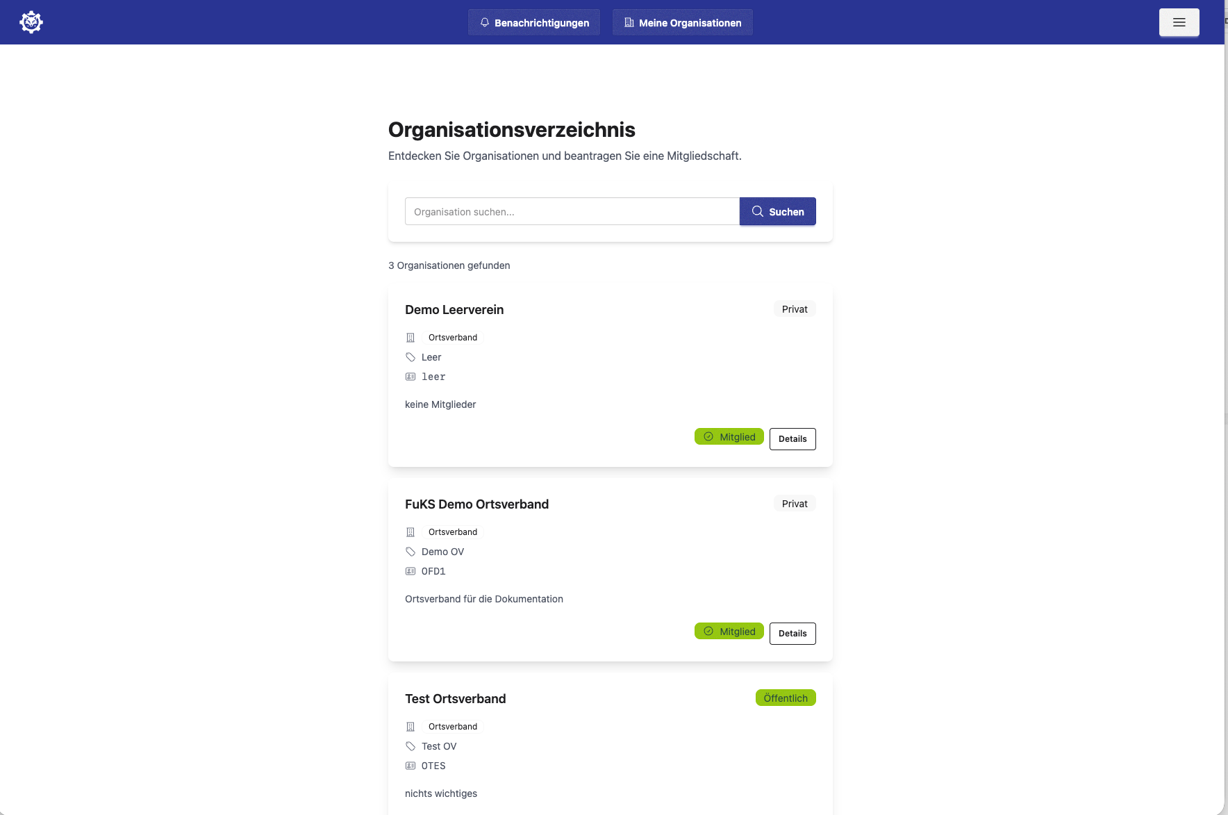 Organisationen-Übersicht