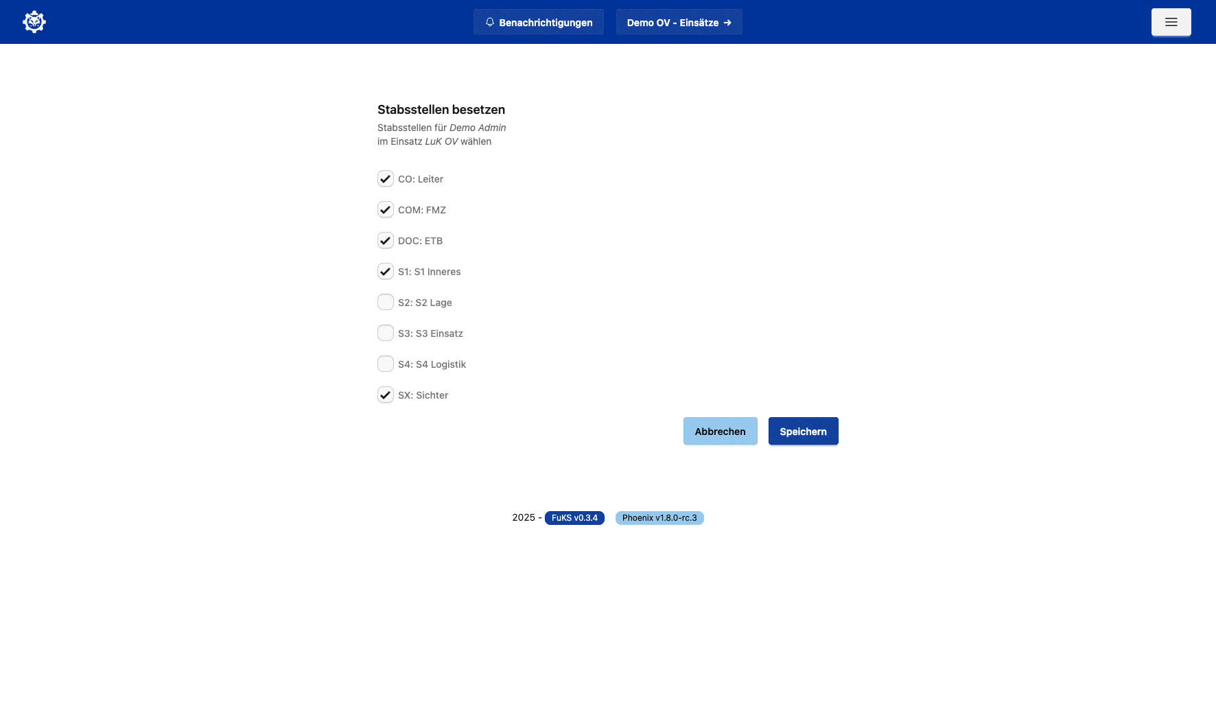 Stab-Besetzung mit Ablösung